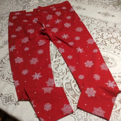 ??NWT Style & Co Macy’s Red White Snowflake Winter CHRISTMAS Pants Leggings LG